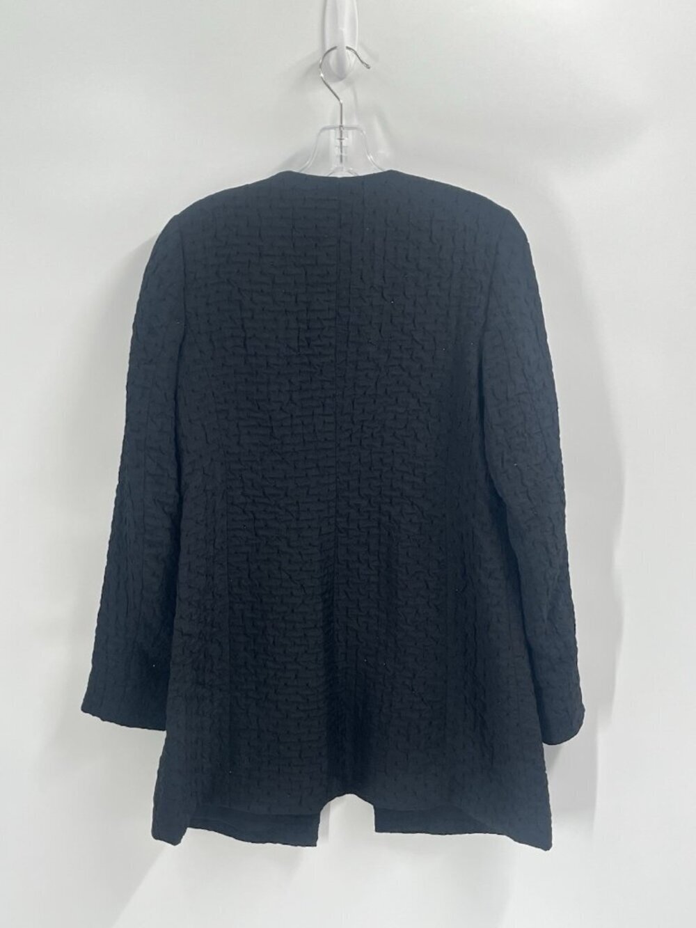 J Jill Black Textured Embellished Long Line Jacket Sz XS Crinkle Career Layering - Picture 6 of 6
